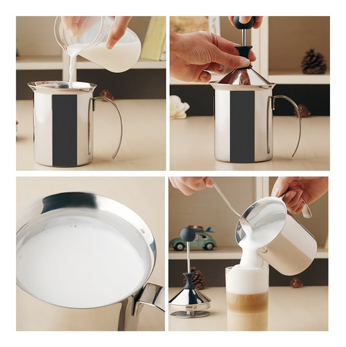 A Espumador De Leche Manual Con Tapa De Mango