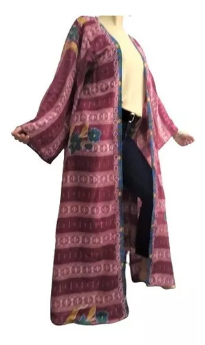 Kimono Mujer Seda Largo Hindu Santa Bohemia Importado India