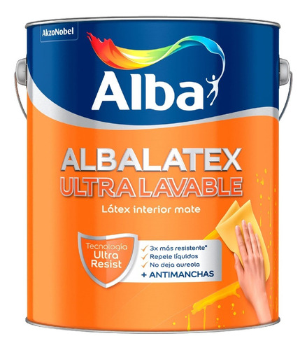 Albalatex Latex Ultralavable Blanco Mate 20lts Alba