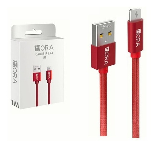 Cable Usb Para Ip 11/12/13/x/xr Carga De Datos 2.4a Cab250 Color Rojo