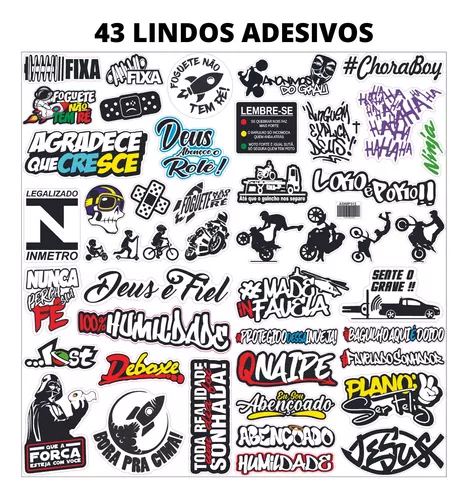 Kit 43 Adesivos Motoboy Divertido Grau Loko De Carro Moto