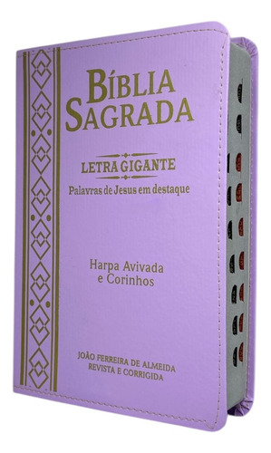 Bíblia Sagrada Lilas Com Índice Gigante Com Harpa
