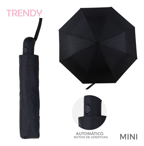 Paraguas Trendy Mini Automatico Reforzado Asfl70 Color Negro