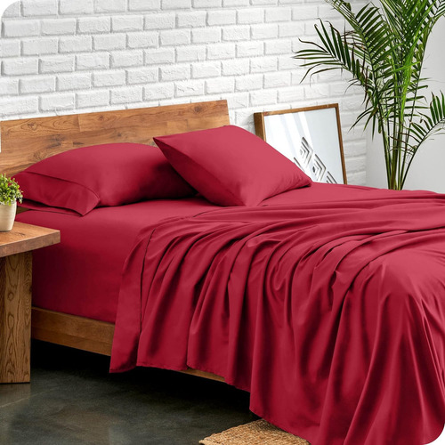Bare Home - Juego De Sábanas De Microfibra Ultrasuave Color Rojo Diseño De La Tela Único