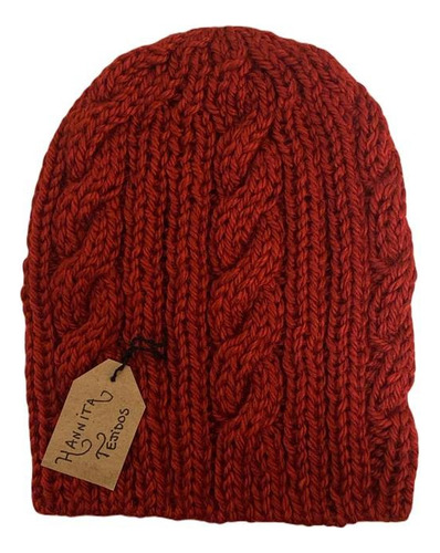 Gorro De Lana Tejido A Mano Artesanal Gb01 Único Niño Bordó Liso