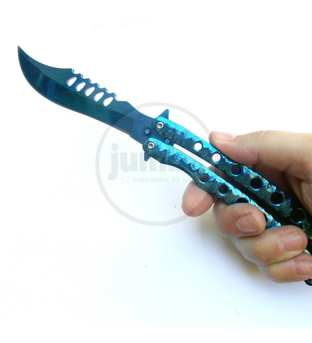 Navaja Mariposa Balisong Tornasolado Blueshimmesh Cs Go
