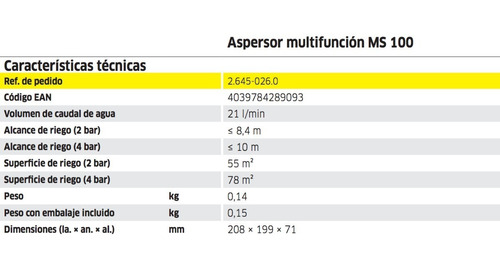 Regador Aspersor 6 Chorros Multifunción Ms 100 Karcher