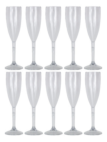 10 Taças Plásticas Acrílico Champagne 160ml Casamento Festas Cor Transparente