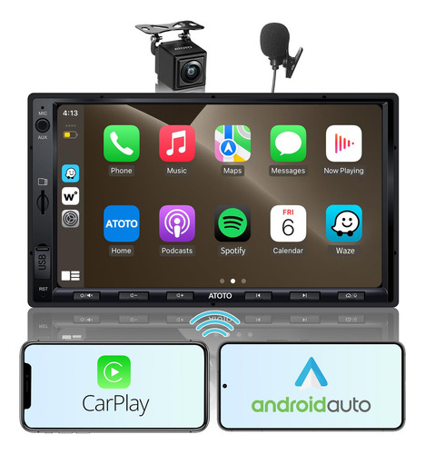 Estéreo De Coche Multimedia Digital De Doble Din Integrado En El Salpicadero De La Serie Atoto, Sa102 Starter Ys102sl Carplay Y Receptor Automático Android Con Bluetooth, Sintonizador De Radio Am/fm