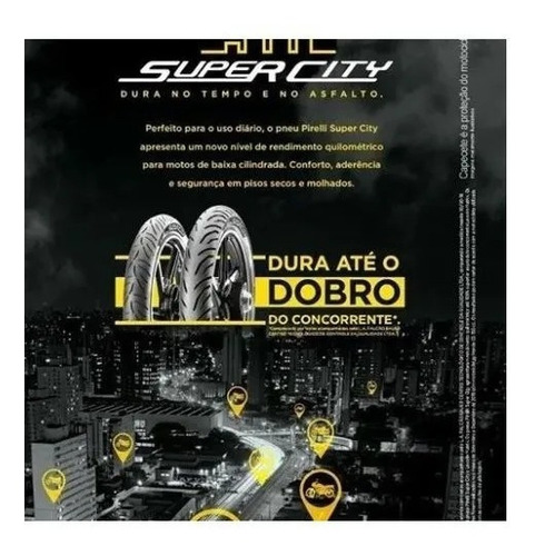 Pneu Traseiro Pirelli 100/90-18 Super City Tl 56p Sem Câmara