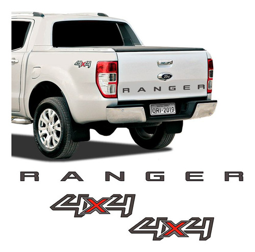 Kit Faixa Ford Ranger 2017/2018 4x4 Adesivo Grafite/preto