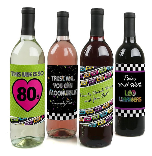 80 's Retro Totalmente 1980s Botella De Vino Pegatinas De