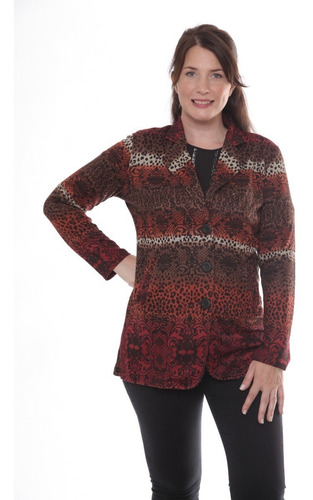 Imagen 3 de 5 de Saco Blazer Con Bolsillo Mujer Abrigado 9693