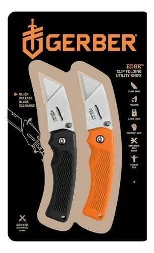 Gerber Gear Exchange-a-blade Clip Utility 2 Facas Dobráveis Cor Preto Material do punho Plástico