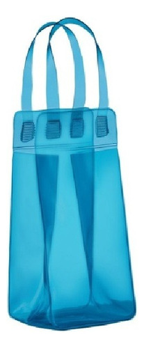 Ice Bag Champagne Bolsa Gelo Porta Garrafas Cooler Vinho Top Cor Azul Translúcido