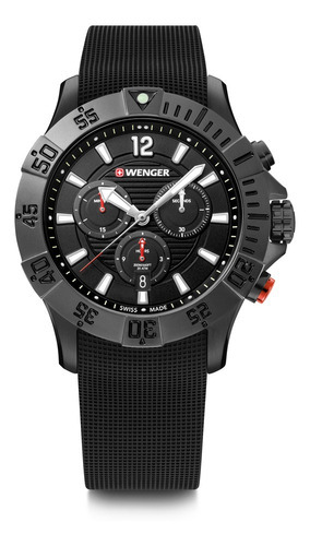 Reloj Seaforce Chrono Correa De Caucho Color de la correa Negro Color del bisel Negro Color del fondo Negro