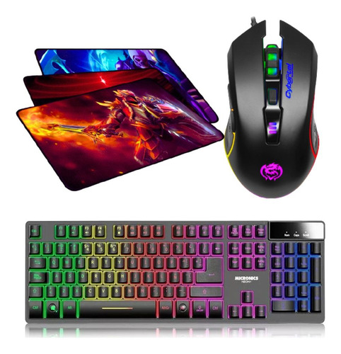 Kit Gamer 3 En 1 : Teclado Semimecánico Neon + Mouse Elektro