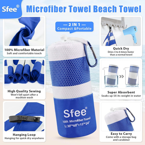 Paquete 4 Toallas Microfibra Super Absorbentes Para Viaje