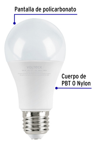 Lámpara Led A19 2w Luz De Día Volteck 46860 Luz De Día