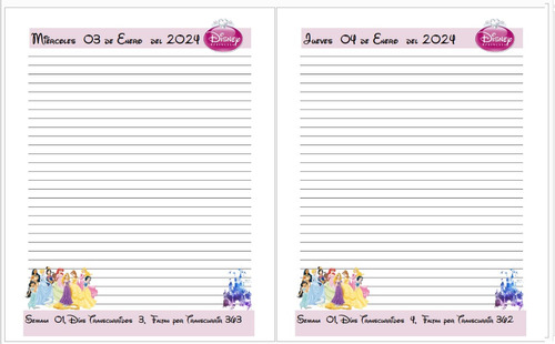 Plantilla   De  Agenda Disney Princesas 24 Para Imprimir