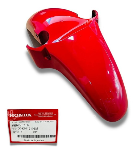 Guardabarro Original Rojo Honda Cbx 250 Twister Paperino