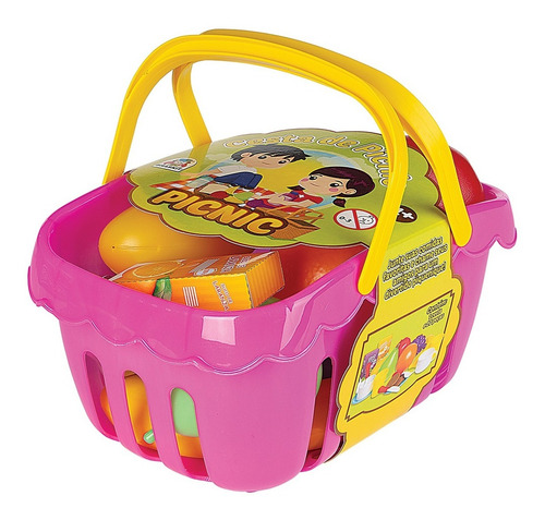 Imagem 2 de 4 de Brinquedo Cesta De Picnic Infantil Educativo Menina Rosa