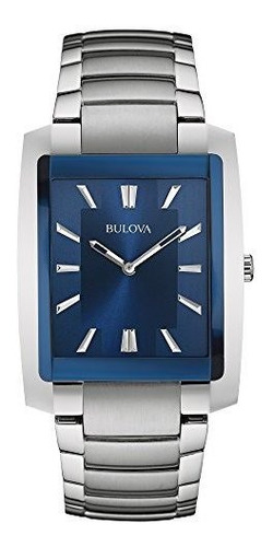 Bulova 96a169 Analogico Pantalla Reloj De Cuarzo De Plata