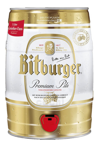 Cerveza Bitburger Alemana Barril 5 Lt Premium Pils