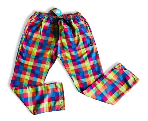 Pantalón Pijamero Niños Escoces Multicolor Tela Camisera