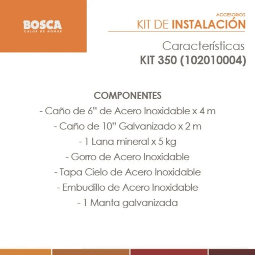 Imagen 4 de 10 de Kit Instalación Salamandra Bosca K350 Tubería