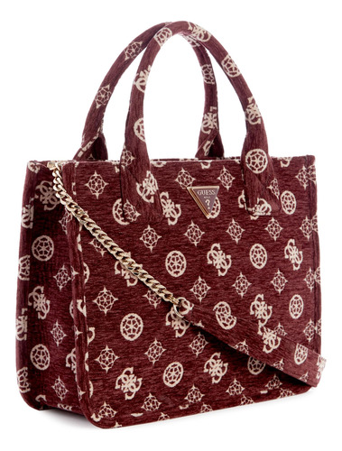 Guess Bolso Tote Sevye De 2 Compartimentos, Ciruela