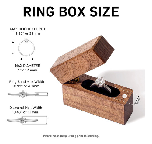 Caja De Anillo De Compromiso De Madera De Wislist, Una Peque