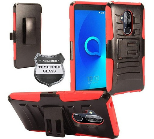 Funda Hibrida Para Alcatel 7 Folio6062 Con Soporte Para Cin