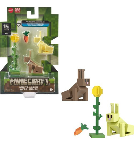 Minecraft Figura De Acció Conejos Incluye Zanahoria&girasol