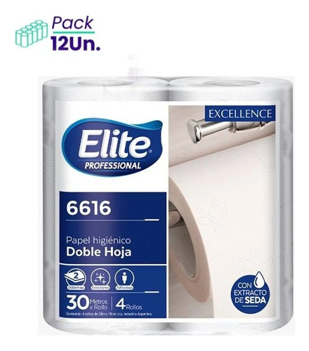 Papel Higiénico Ultra Con Seda Doble Hoja Elite 4x 30mt X12