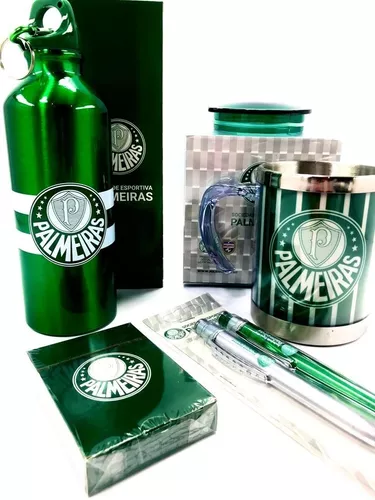 Kit Bola Caneca Squeeze Garrafa Futebol Palmeiras Oficial