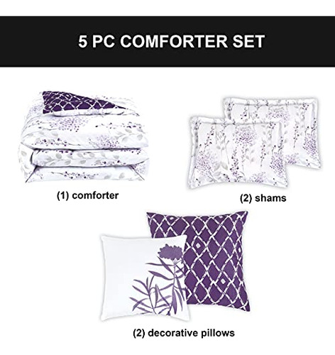 Juego De Edredón Matrimonial Reversible, 5 Piezas, Poliéster