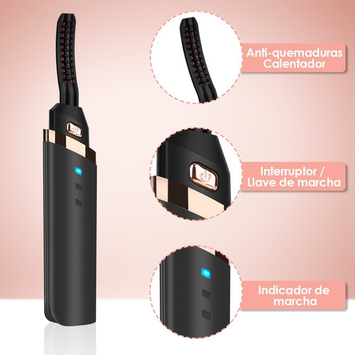 Imagen 2 de 8 de Rizador Pestañas Electrico Para Evitar Quemaduras Carga Usb