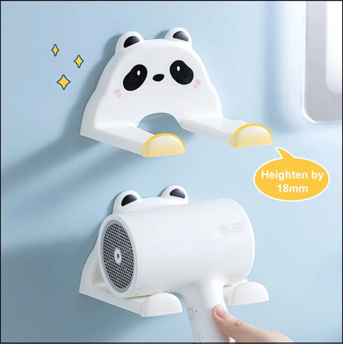 Soporte Para Secador De Pelo Cartoon Panda, Montado En La Pa