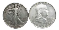 Comprar Lote 2antiguos Medio Dolar De Plata 900 De Diferentes Tipos