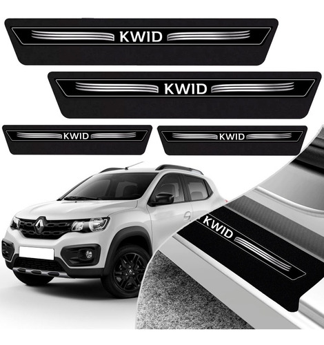 Kit 8 Peças Soleira Adesivo Porta Kwid 2017 2018 2019 2020 