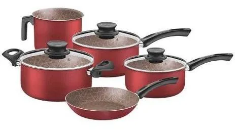 comprar Jg Panelas 5pcs Antiad. Paris Texture Vermelho - Tramontina