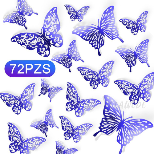  72pzs Mariposas Decorativas, 3d Pared Colore Metalicos Huec