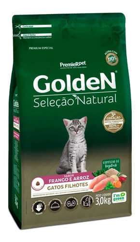 Ração Golden Seleção Natural Gato Filhote Frango E Arroz 3kg