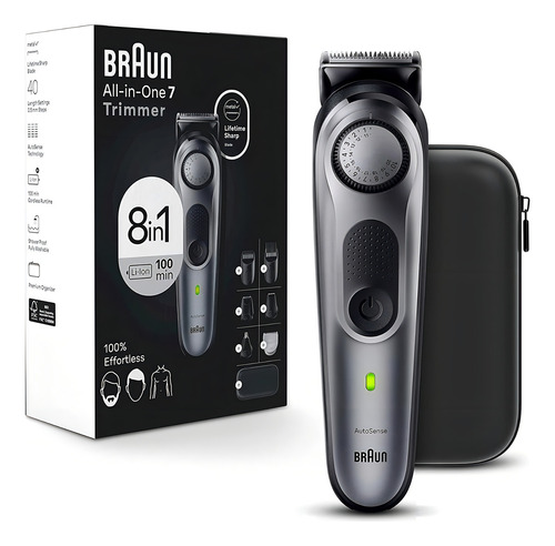 Barbeador Elétrico Style Braun 8 In 1 Series 7 Kit Aparador Cor Prateado 110v/220v