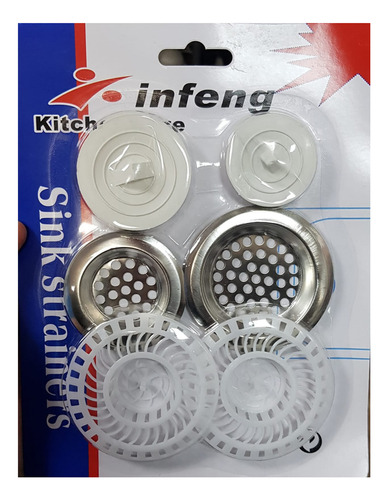 Pack 2 Filtros Met\plas Tapón Drenaje Fregadero Cocina Baño