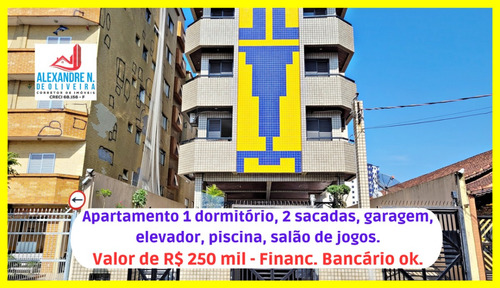 Apartamento De 1 Dormitório, 2 Sacadas, Garagem, Elevadores, Piscina, R$ 250 Mil, Em Praia Grande. (ap1218).