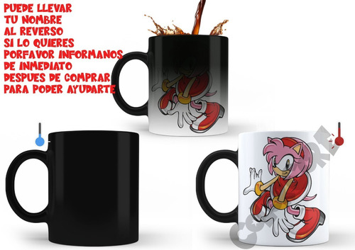 Taza Magica Sonic Amy Rose Sega Puede Llevar Nombre #6