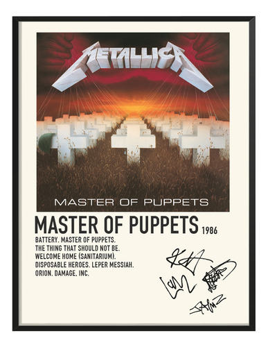 Cuadro Metallica Album Music Tracklist Exitos Master Puppets