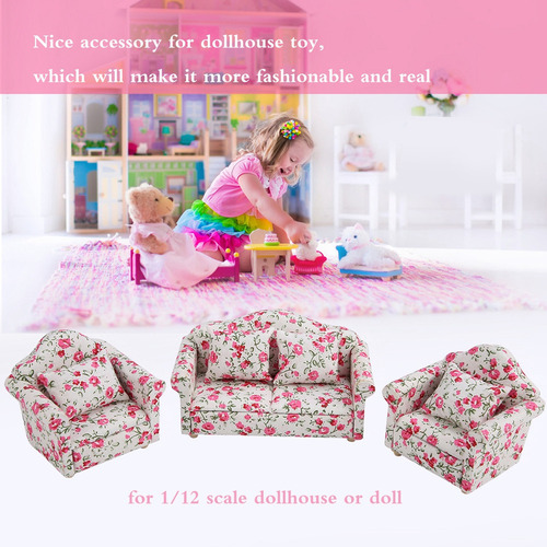 Set De Sofás Con Estampado De Flores 1/12 #2